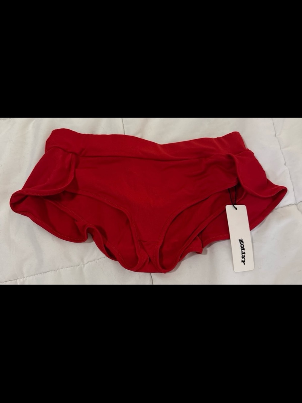 Kollyy Red Skirt Skort Ruffle Bottom Underwear Shorts